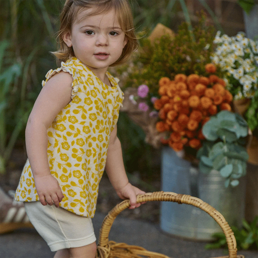 Nature Baby Fleur Bodysuit Terry - Kitchen Garden Freesia Print