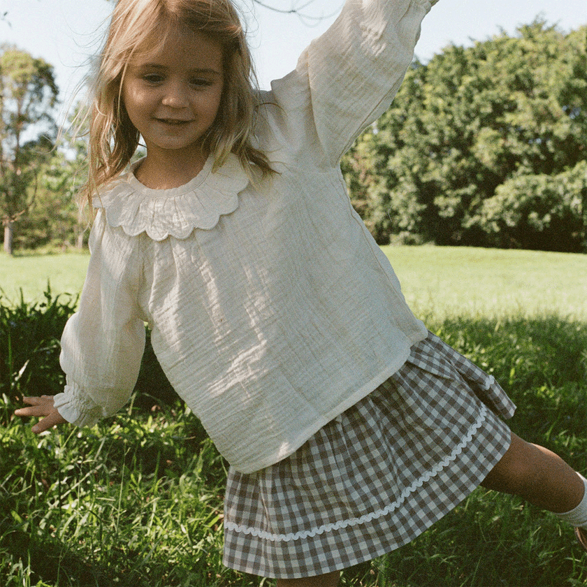 Nature Baby Ruffle Cameron Blouse - Natural