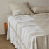 Citta Pinstripe Linen Fitted Sheet - Pepper/Chalk Q 152x203x40cm