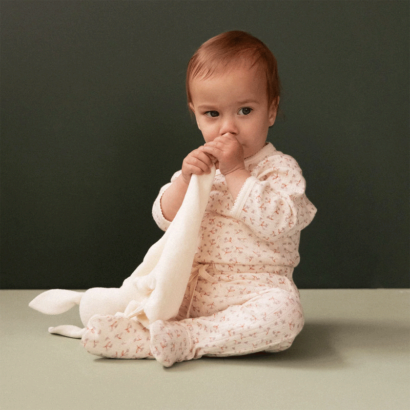 Nature Baby Footed Rompers Pointelle - Dandelion Print