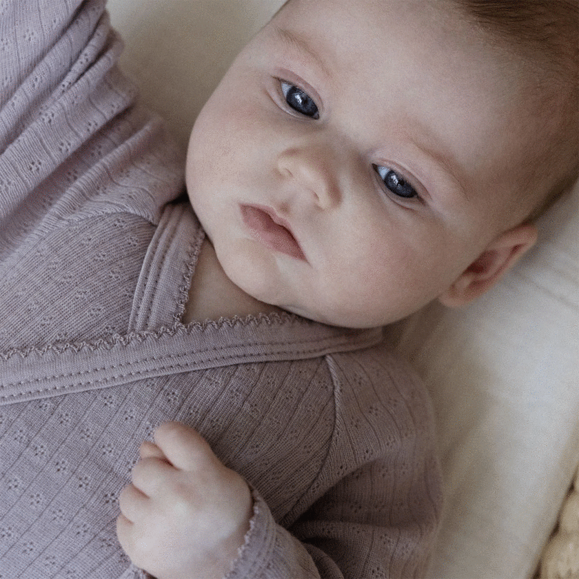 Nature Baby Merino Kimono Stretch & Grow Pointelle - Lilac