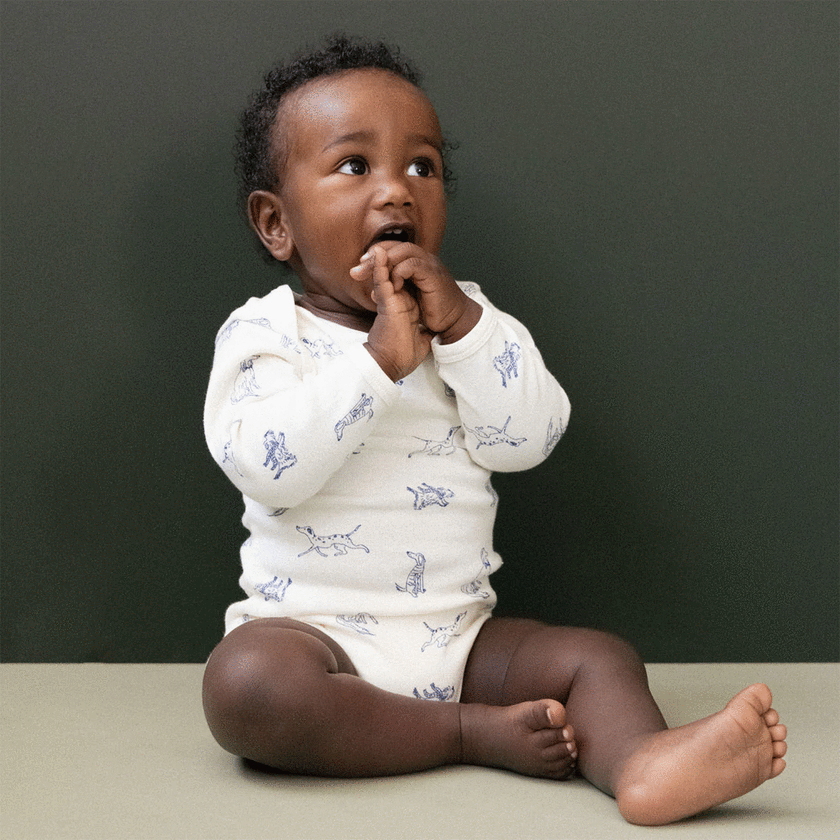 Nature Baby Cotton Long Sleeve Bodysuit - Best Friend Print