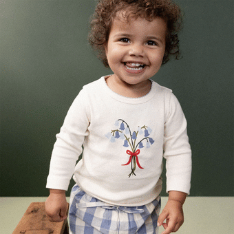 Nature Baby Long Sleeve Cloud Tee - Bluebelle Natural Print