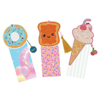 Discovery Zone Diamond Art Bookmarks 3pcs Set - Sweet Treats Multi-Coloured 12x3x19.5cm