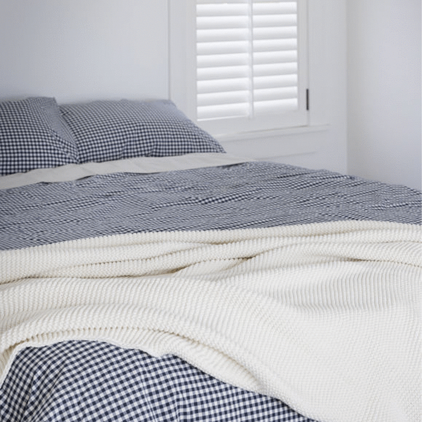 Citta Gingham Organic Cotton Duvet Cover - Navy