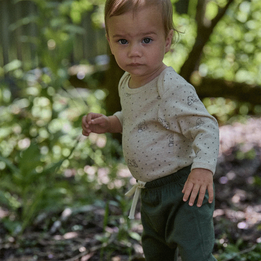 Nature Baby Cotton Long Sleeve Bodysuit - Bramble Burrow Print