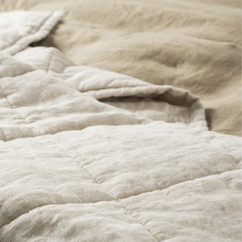 Citta Chambray Linen Quilt - Oatmeal K 200x220cm