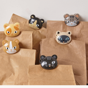 Kikkerland Cat Bag Clips (Set of 6) Multi-Coloured 3x4 x4cm