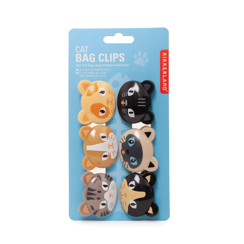 Kikkerland Cat Bag Clips (Set of 6) Multi-Coloured 3x4 x4cm