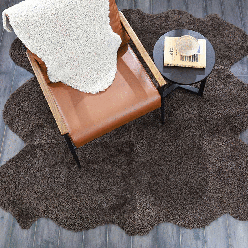 Short Wool Sheepskin Rug Double