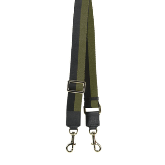 Saben Feature Strap Webbing - Khaki + Black Stripe