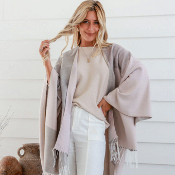 Ha Naturally Distributors NZ ﻿Reversible Serape Scarf - Grey