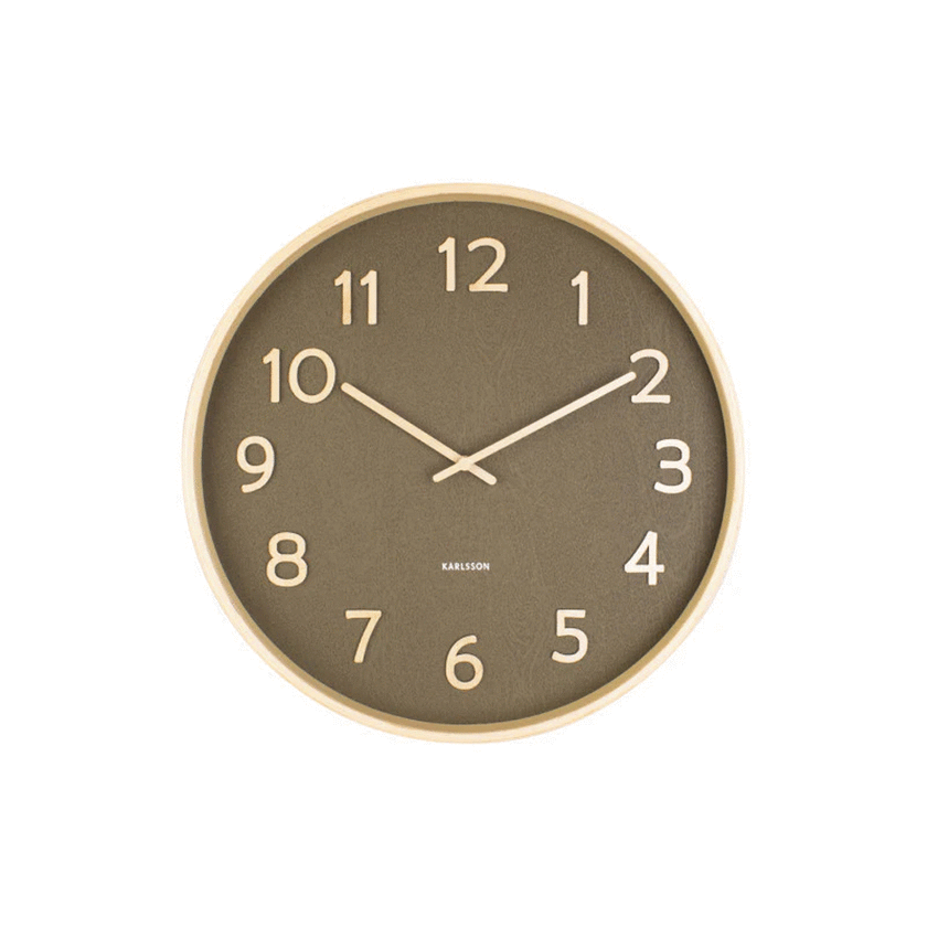 Karlsson Pure Wood Grain Wall Clock - Moss Green