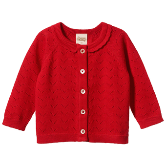 Nature Baby Piper Cardigan - Raspberry Red Pointelle