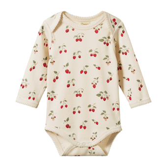Nature Baby Long Sleeve Bodysuit - Strawberry Blush Print
