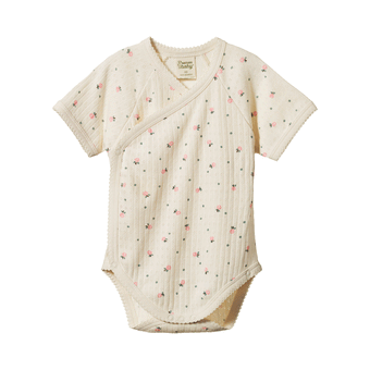 Nature Baby Short Sleeve Kimono Bodysuit Pointelle - Posey Blossom Print