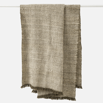 Citta Hutt Handwoven Wool Throw - Ivy/Natural 140x180cm