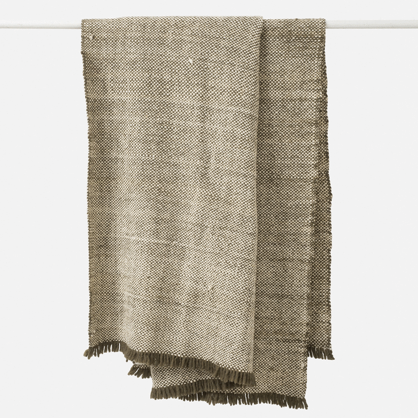 Citta Hutt Handwoven Wool Throw - Ivy/Natural 140x180cm