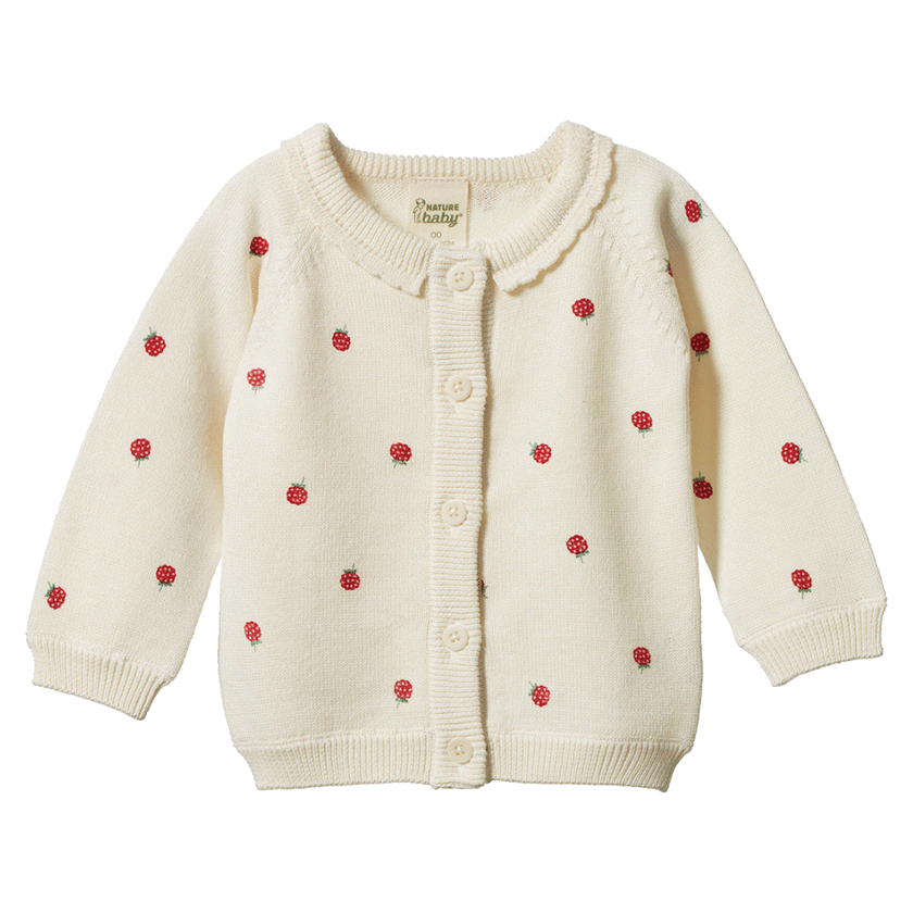 Nature Baby Piper Cardigan - Raspberry Print