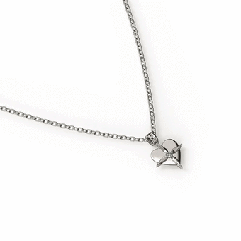 STOLEN GIRLFRIEND BIRTHSTONE HEART NECKLACE - APRIL SILVER/DIAMOND
