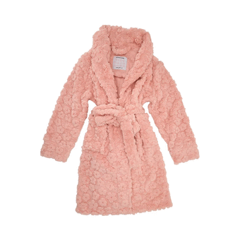 COSY LUXE Kids Bath Robe Small - Embossed Flower Pink