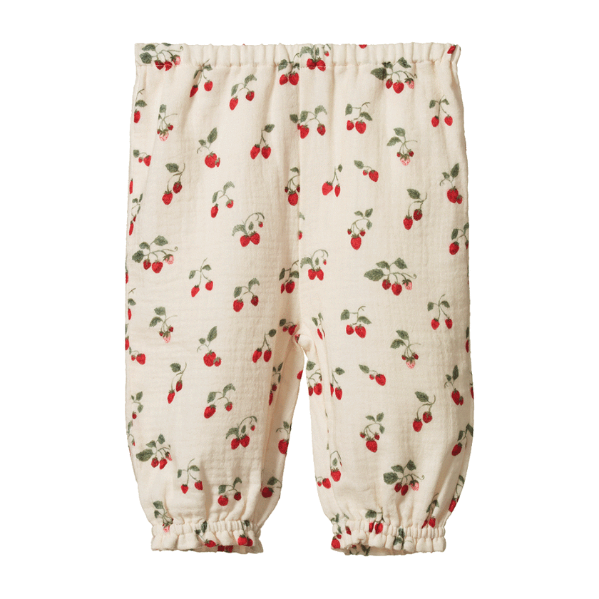 Nature Baby Daphne Pants Muslin - Strawberry Blush Print