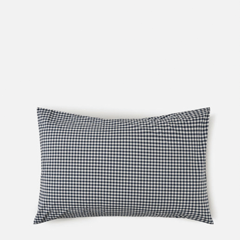 Citta Gingham Organic Cotton Pillowcase Pair - Navy 76x50cm