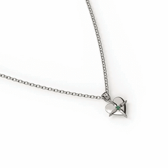 STOLEN GIRLFRIEND BIRTHSTONE HEART NECKLACE - MAY SILVER/EMERALD
