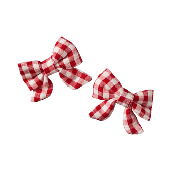 Nature Baby Bow Hair Clips 2 Pack - Red Check