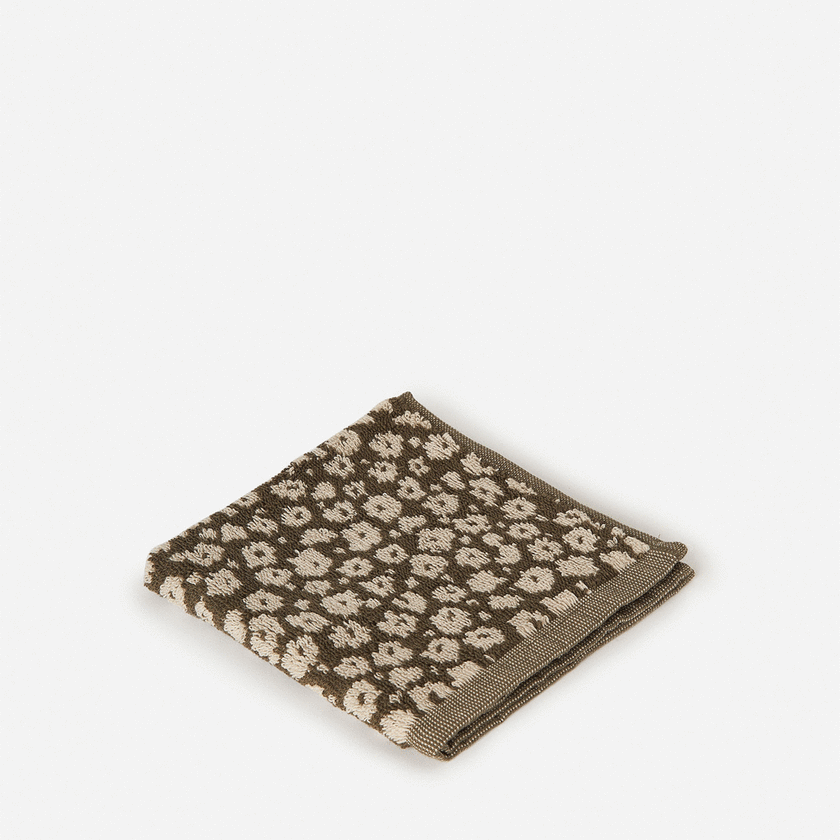 Citta Forget Me Not Cotton Face Cloth - Ivy/Oat 35x35cm