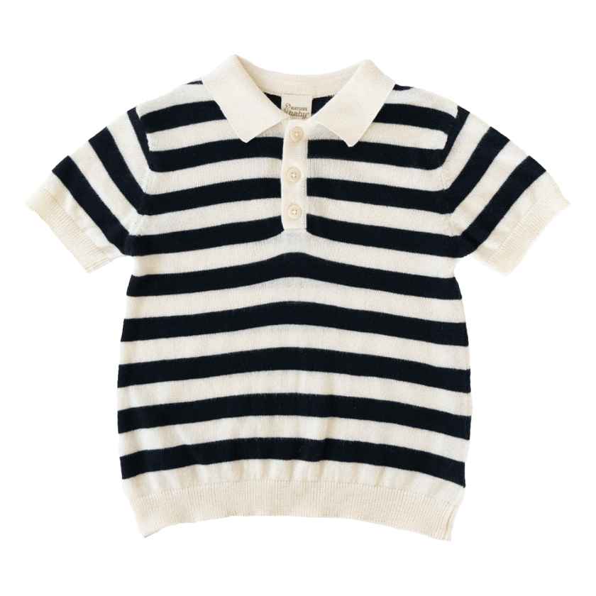 Nature Baby Stevie Polo - Navy Bold Stripe