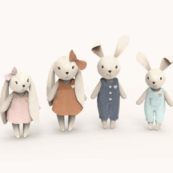 Speedy Monkey Rabbit Family of 4 Characters