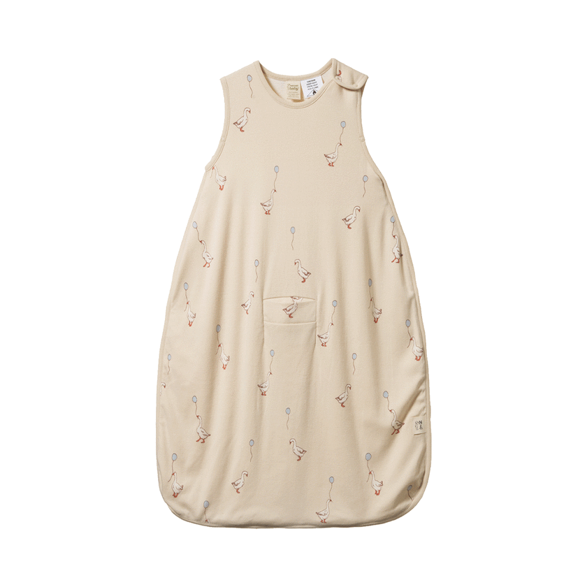 Nature Baby Organic Cotton & Merino Sleeping Bag - Goose Lullaby Print 3-24M