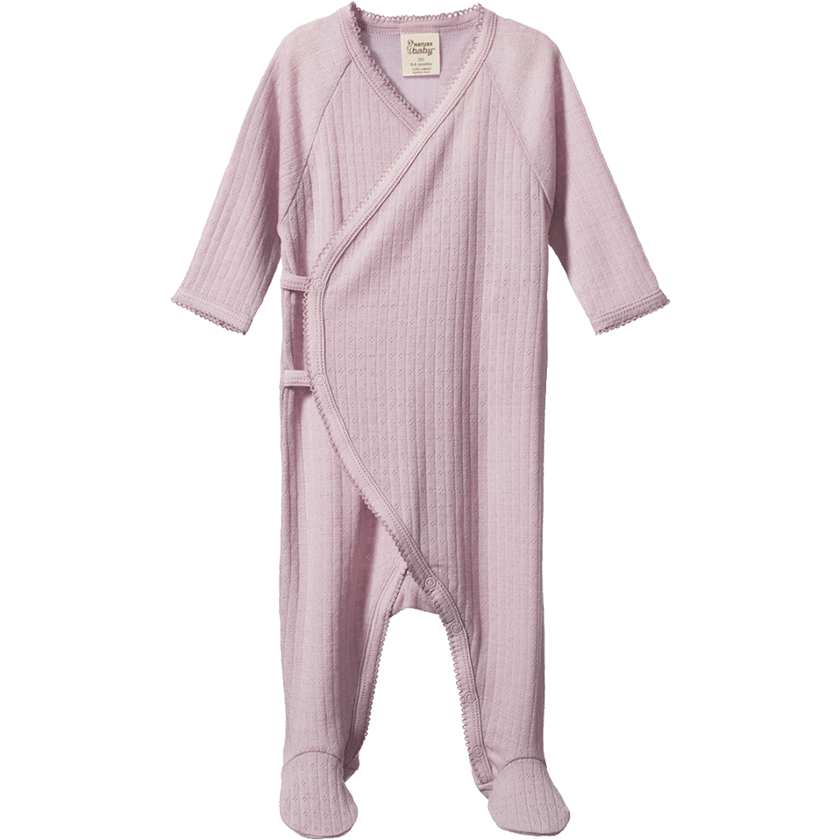 Nature Baby Merino Kimono Stretch & Grow Pointelle - Lilac