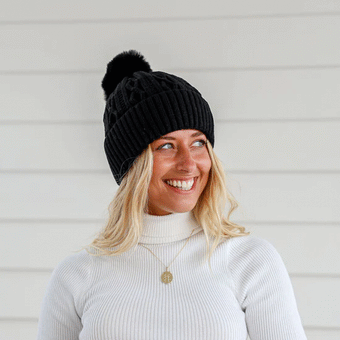 Ha Naturally Distributors NZ Cable Beanie with Pom Pom
