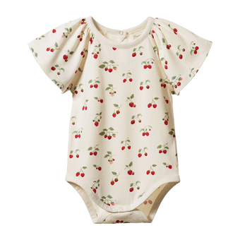Nature Baby Faye Bodysuit - Strawberry Blush Print