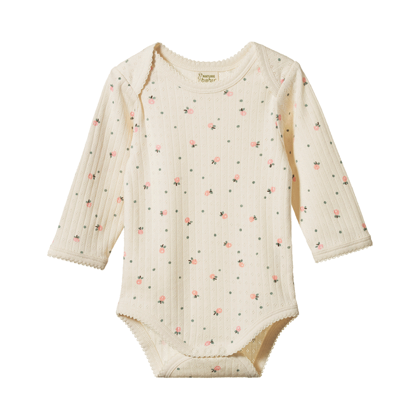 Nature Baby Long Sleeve Bodysuit Pointelle - Posey Blossom Print