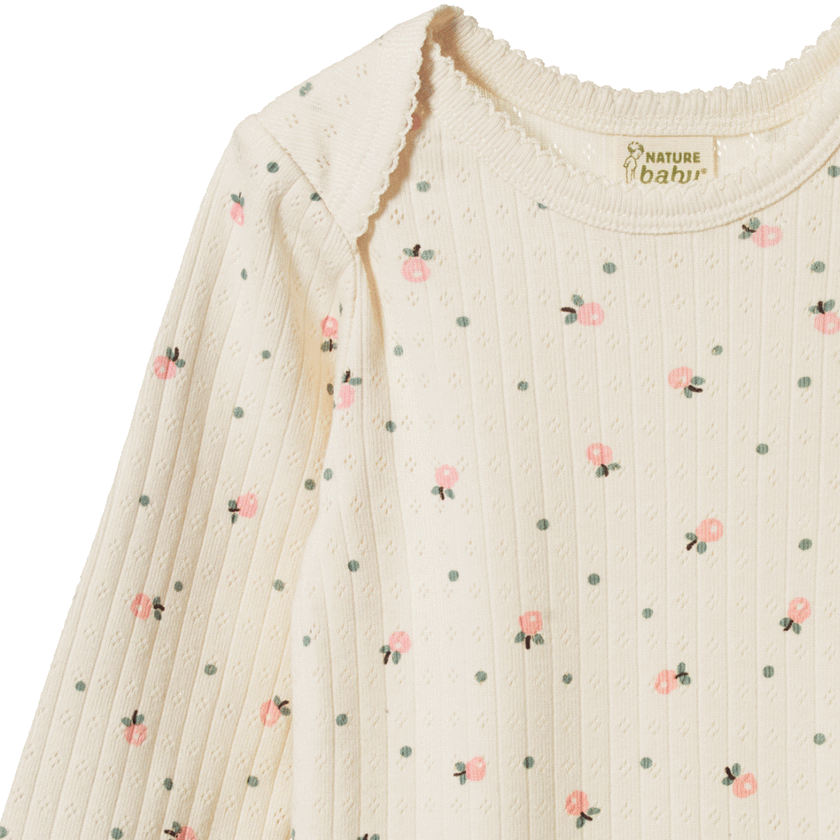Nature Baby Long Sleeve Bodysuit Pointelle - Posey Blossom Print