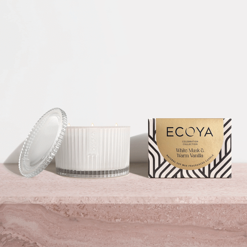 Ecoya White Musk & Warm Vanilla Grand Celebration Candle