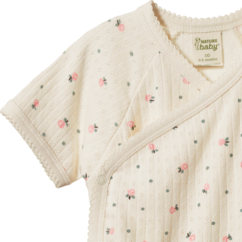 Nature Baby Short Sleeve Kimono Bodysuit Pointelle - Posey Blossom Print