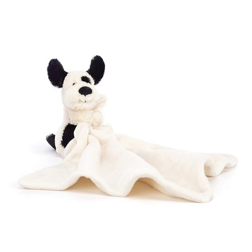 Jellycat Bashful Black & Cream Puppy Soother Cream 13x13x34cm