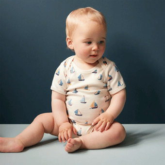 Nature Baby Short Sleeve Bodysuit - Regatta Print