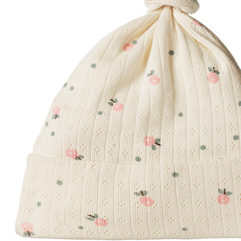 Nature Baby Knotted Beanie Pointelle - Posey Blossom Print