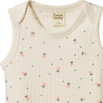 Nature Baby Pointelle Singlet - Posey Blossom Print
