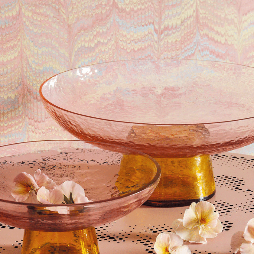 Bianca Lorenne Pedestal Bowl Rose/Amber - Small