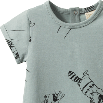 Nature Baby Short Sleeve Quincy Romper - Raccoon Rhapsody Print