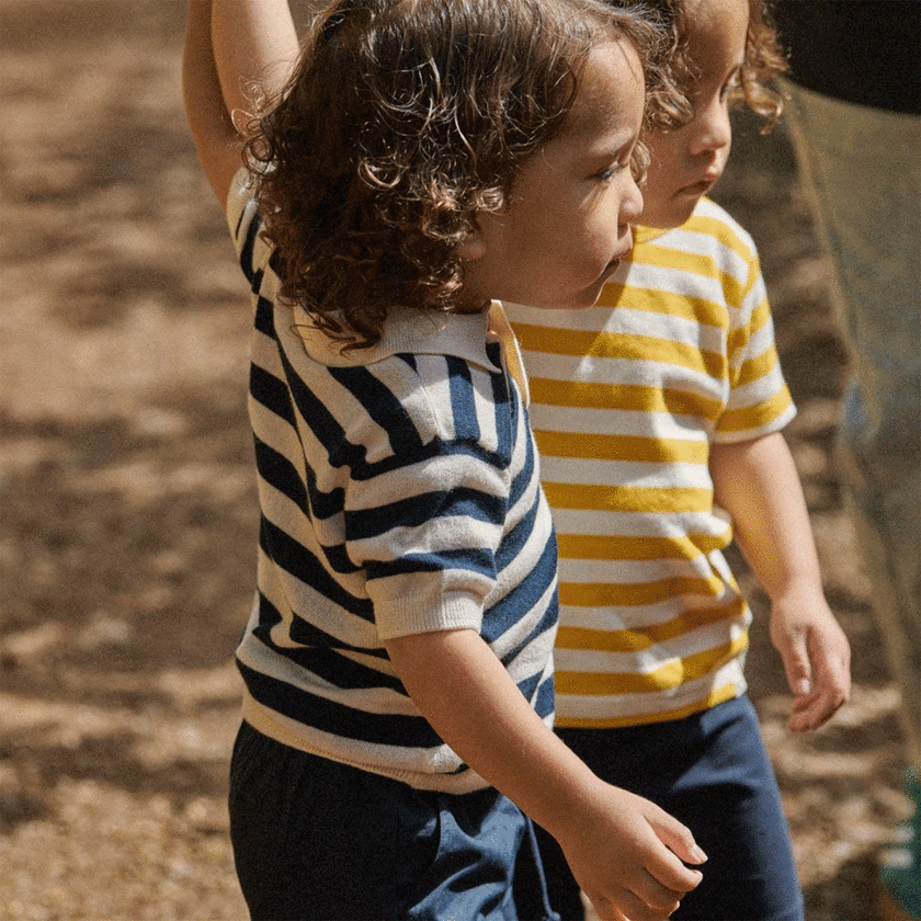 Nature Baby Stevie Polo - Navy Bold Stripe