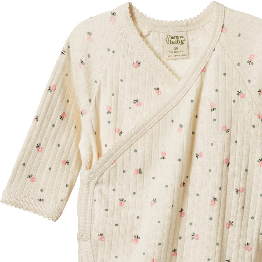Nature Baby Pointelle Kimono Stretch and Grow - Posey Blossom Print