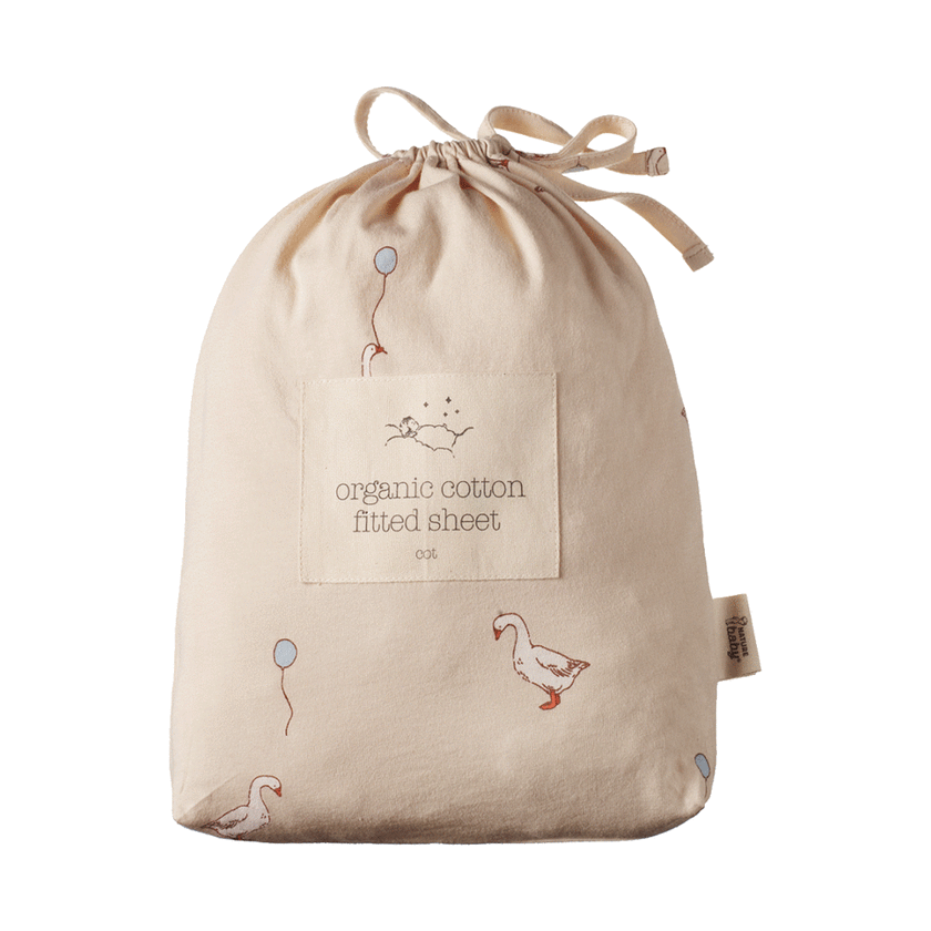Nature Baby Fitted Sheet Jersey - Goose Lullaby Print Bassinet
