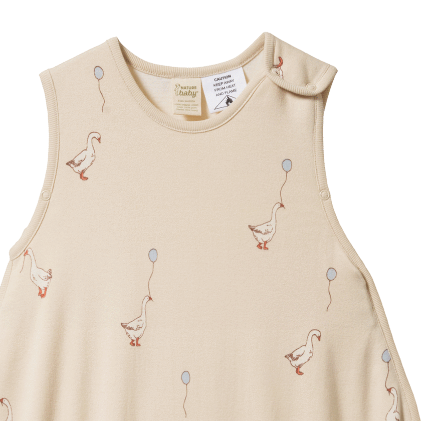 Nature Baby Organic Cotton & Merino Sleeping Bag - Goose Lullaby Print 3-24M